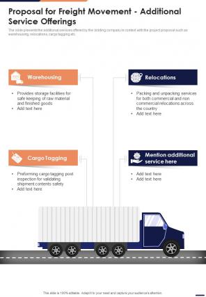 Proposal For Freight Movement Additional Service Offerings One Pager Sample Example Document