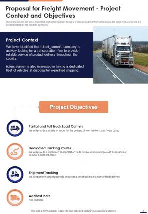 Proposal For Freight Movement Report Sample Example Document