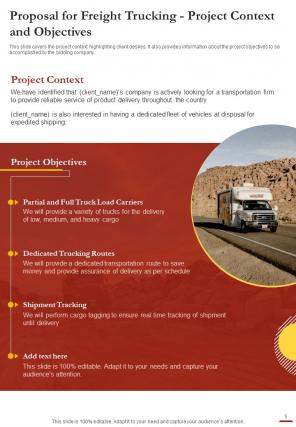 Proposal For Freight Trucking Report Sample Example Document