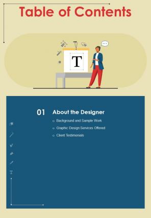 Proposal For Graphic Design Services Table Of Contents One Pager Sample Example Document