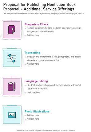Proposal For Publishing Nonfiction Additional Service Offerings One Pager Sample Example Document