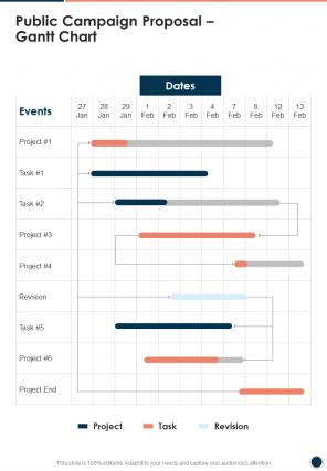 Public Campaign Proposal Gantt Chart One Pager Sample Example Document