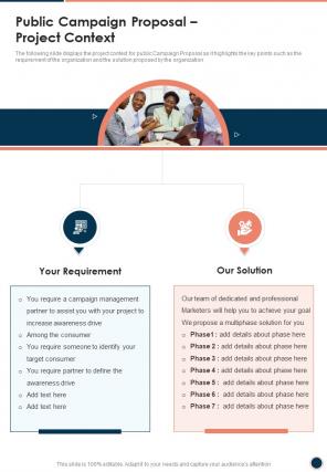 Public Campaign Proposal Project Context One Pager Sample Example Document