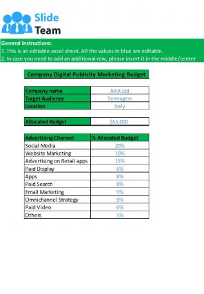 Publicity Marketing Budget Excel Spreadsheet Worksheet Xlcsv XL Bundle V