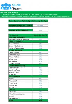 Publicity Marketing Budget Excel Spreadsheet Worksheet Xlcsv XL Bundle V Graphical Pre-designed