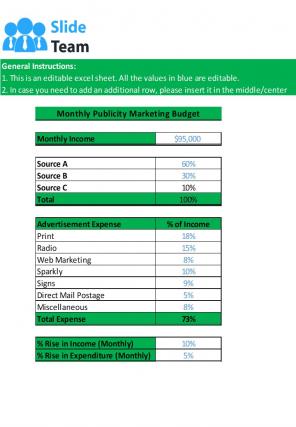 Publicity Marketing Budget Excel Spreadsheet Worksheet Xlcsv XL Bundle V Engaging Pre-designed