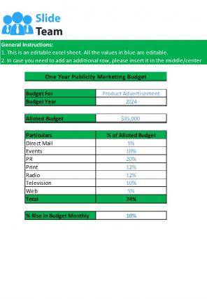 Publicity Marketing Budget Excel Spreadsheet Worksheet Xlcsv XL Bundle V Image