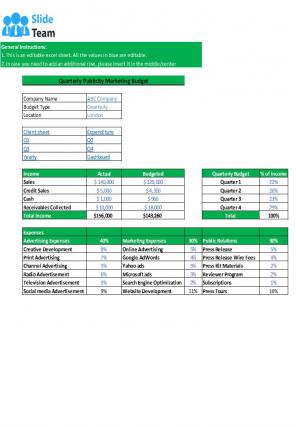 Publicity Marketing Budget Excel Spreadsheet Worksheet Xlcsv XL Bundle V Content Ready