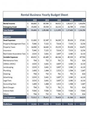 Rental Business Budget Sheet Excel Spreadsheet Worksheet Xlcsv XL Bundle V Appealing Good