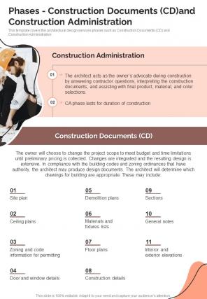 Request Proposal Phases Construction Documents Cd And Construction One Pager Sample Example Document
