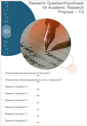 Research Question Hypothesis For Academic Research Proposal One Pager Sample Example Document
