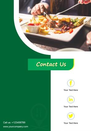 Restaurant menu brochure two page flyer template