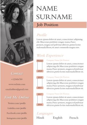 Resume design infographic cv powerpoint template