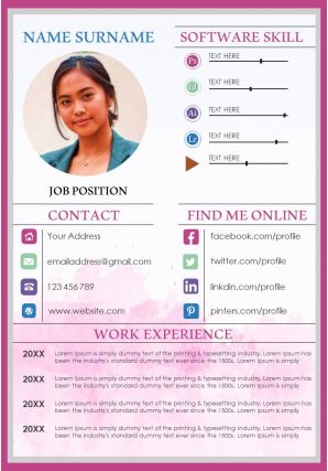 Resume design powerpoint template for business professionals