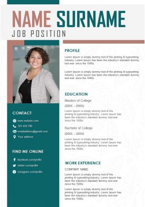 Resume format example with contact details
