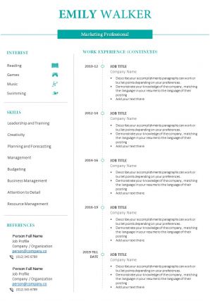 Resume summary example for marketing professional