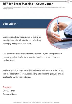 Rfp for event planning proposal sample document report doc pdf ppt