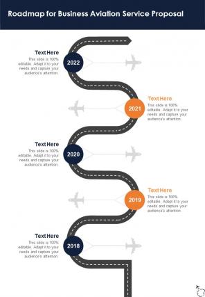Roadmap For Business Aviation Service Proposal One Pager Sample Example Document