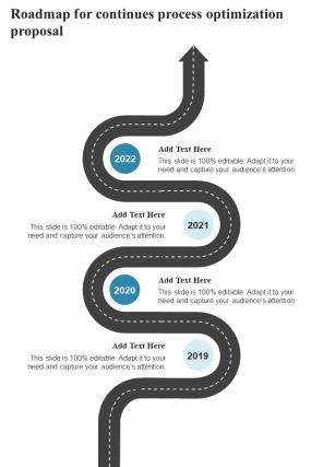 Roadmap For Continues Process Optimization Proposal One Pager Sample Example Document