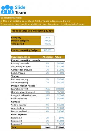 Sales And Marketing Budget Excel Spreadsheet Worksheet Xlcsv XL Bundle V Pre designed Template