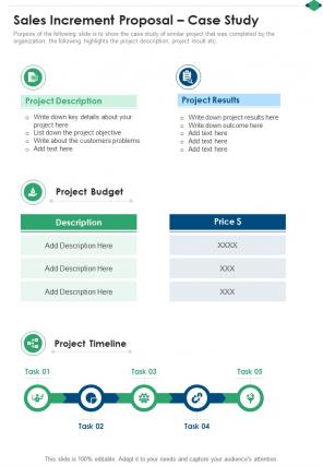 Sales Increment Proposal Case Study One Pager Sample Example Document