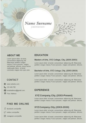 Sample cv resume template with jobs details