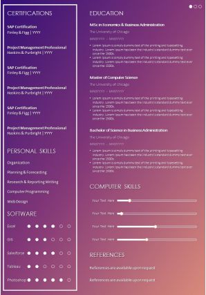 Sample format for cv with skills and experience