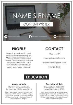 Sample of resume for content writer