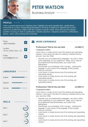 Sample resume format cv template for job search