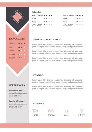 Sample resume format with skills and awards section
