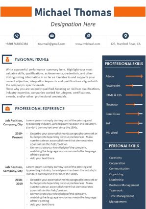 Sample Resume Summary Statement With Contact Details