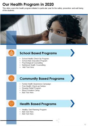 Sample school health services annual report pdf doc ppt document report template