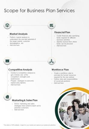 Scope For Business Plan Services One Pager Sample Example Document