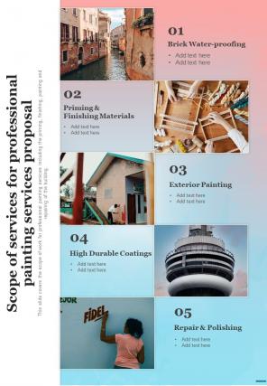 Scope Of Services For Professional Painting Services Proposal One Pager Sample Example Document