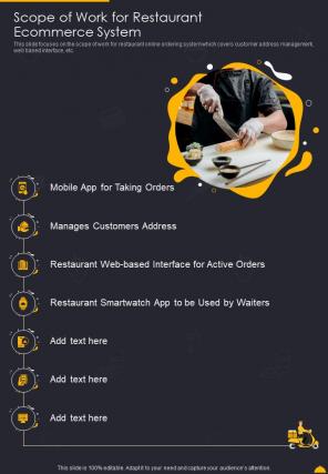 Scope Of Work For Restaurant Ecommerce System One Pager Sample Example Document