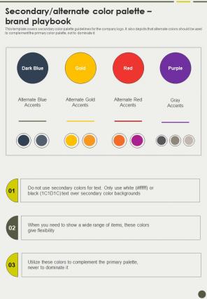 Secondary Alternate Color Palette Brand Playbook One Pager Sample Example Document