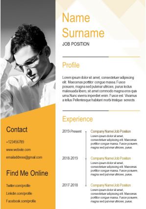 Self introduction resume and cv fully editable powerpoint template