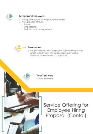 Service Offering For Employee Hiring Proposal One Pager Sample Example Document