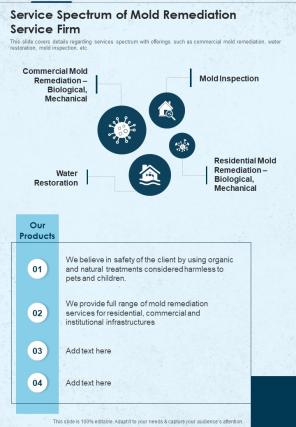 Service Spectrum Of Mold Remediation Service Firm One Pager Sample Example Document