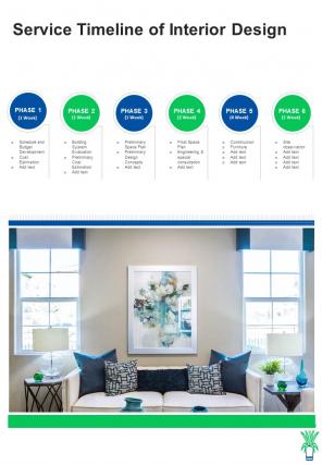 Service Timeline Of Interior Design Interior Design Consultation One Pager Sample Example Document