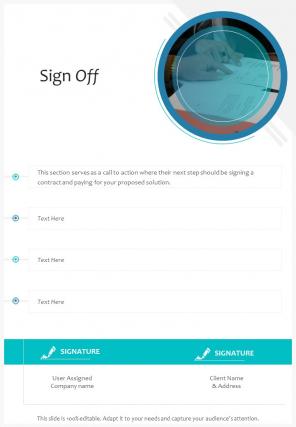 Sign Off Business Proposal Template One Pager Sample Example Document