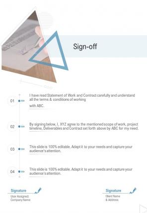 Sign Off Ux Ui Proposal One Pager Sample Example Document
