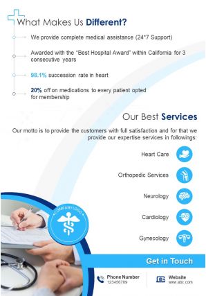 Medical and healthcare flyer two page brochure template