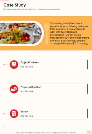 Smart Restaurant Management Case Study One Pager Sample Example Document