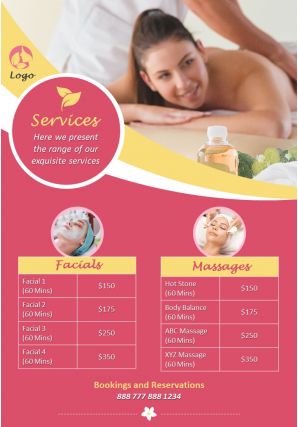 Spa and wellness four page brochure template