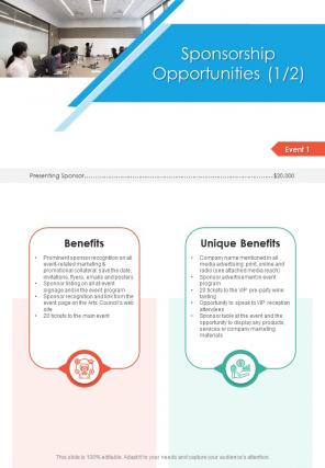 Sponsorship Opportunities Event Proposal One Pager Sample Example Document