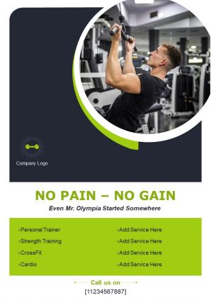 Strength workout training two page brochure template