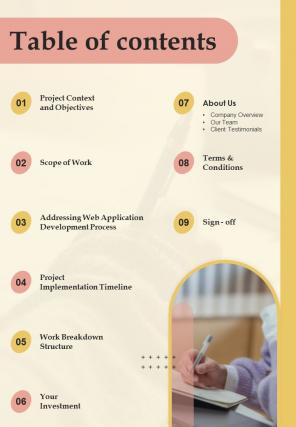 Table Of Contents It Engineering Project Proposal One Pager Sample Example Document