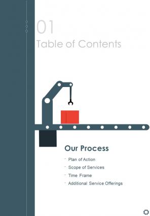 Table Of Contents Production Proposal One Pager Sample Example Document