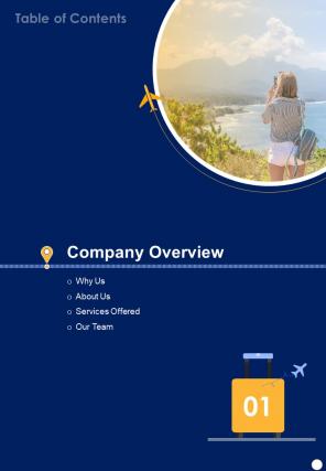 Table Of Contents Tourism Business Proposal One Pager Sample Example Document